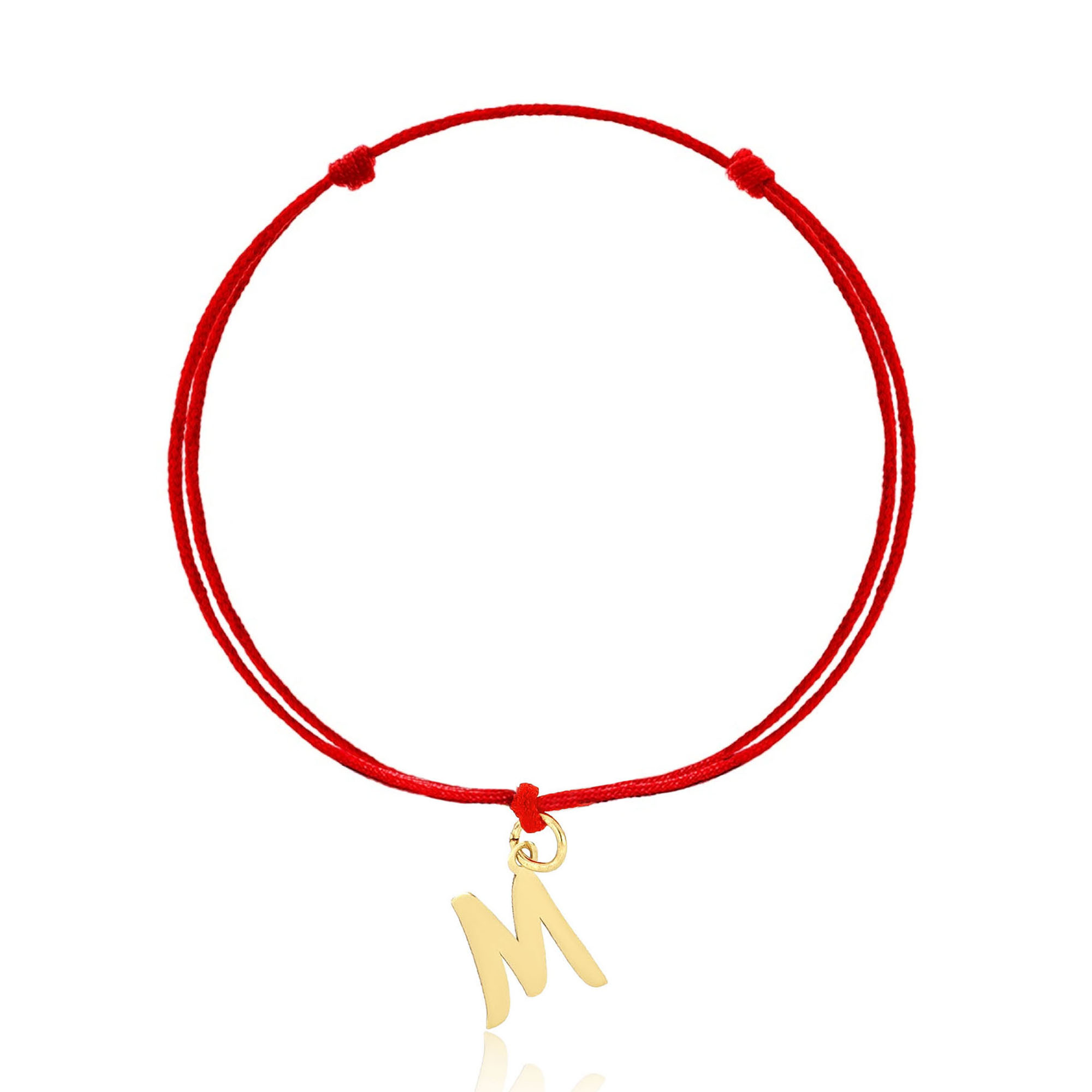 Bratara snur reglabil, aur galben 14k, cu pandant initala M – | MOHI