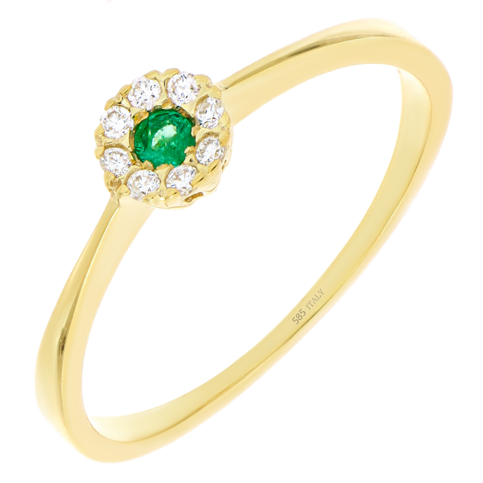 31129.jpg Inel model floare din aur galben de 14k cu smarald si diamante de 0.064 ct – | MOHI