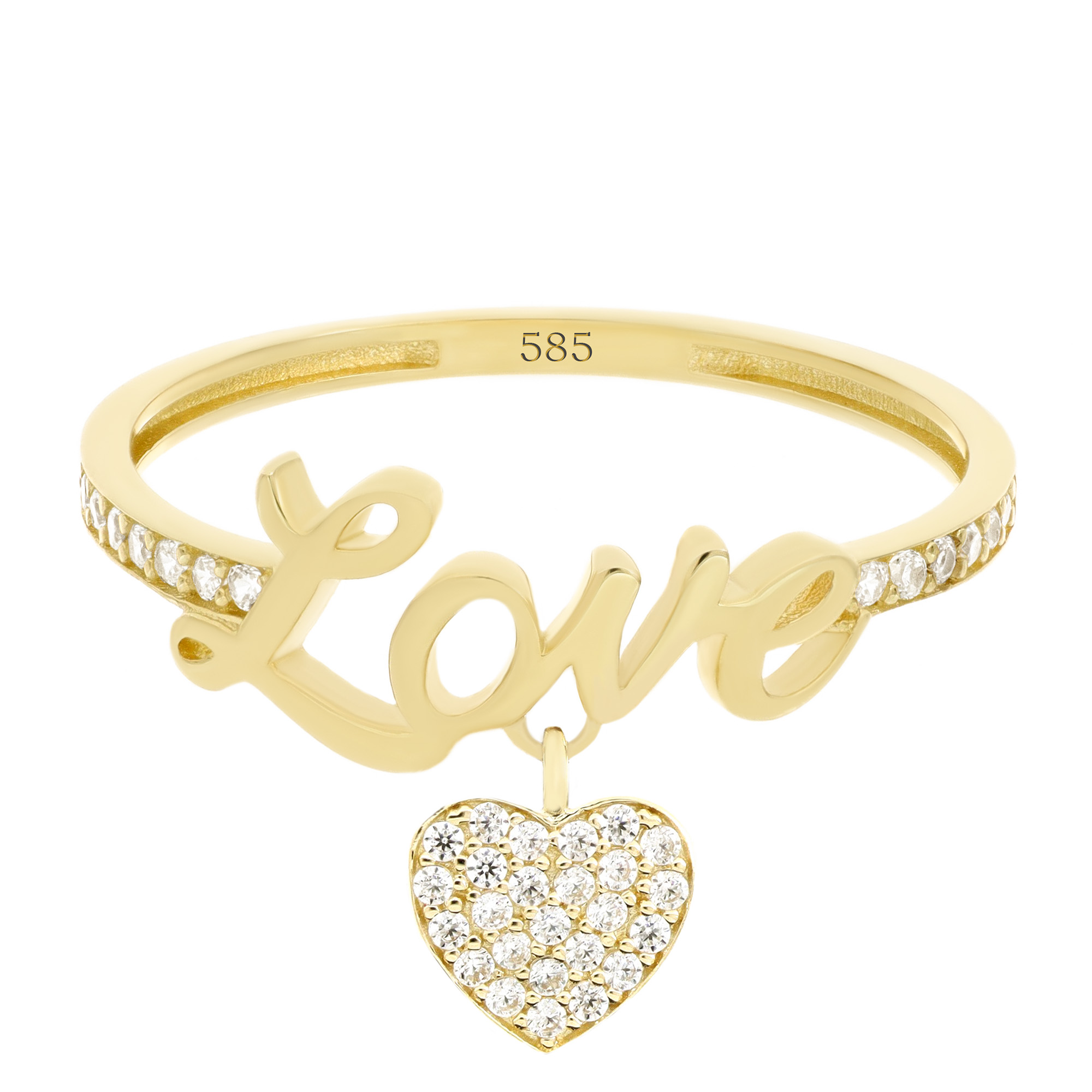 Inel model love cu inima din aur galben de 14k – | MOHI