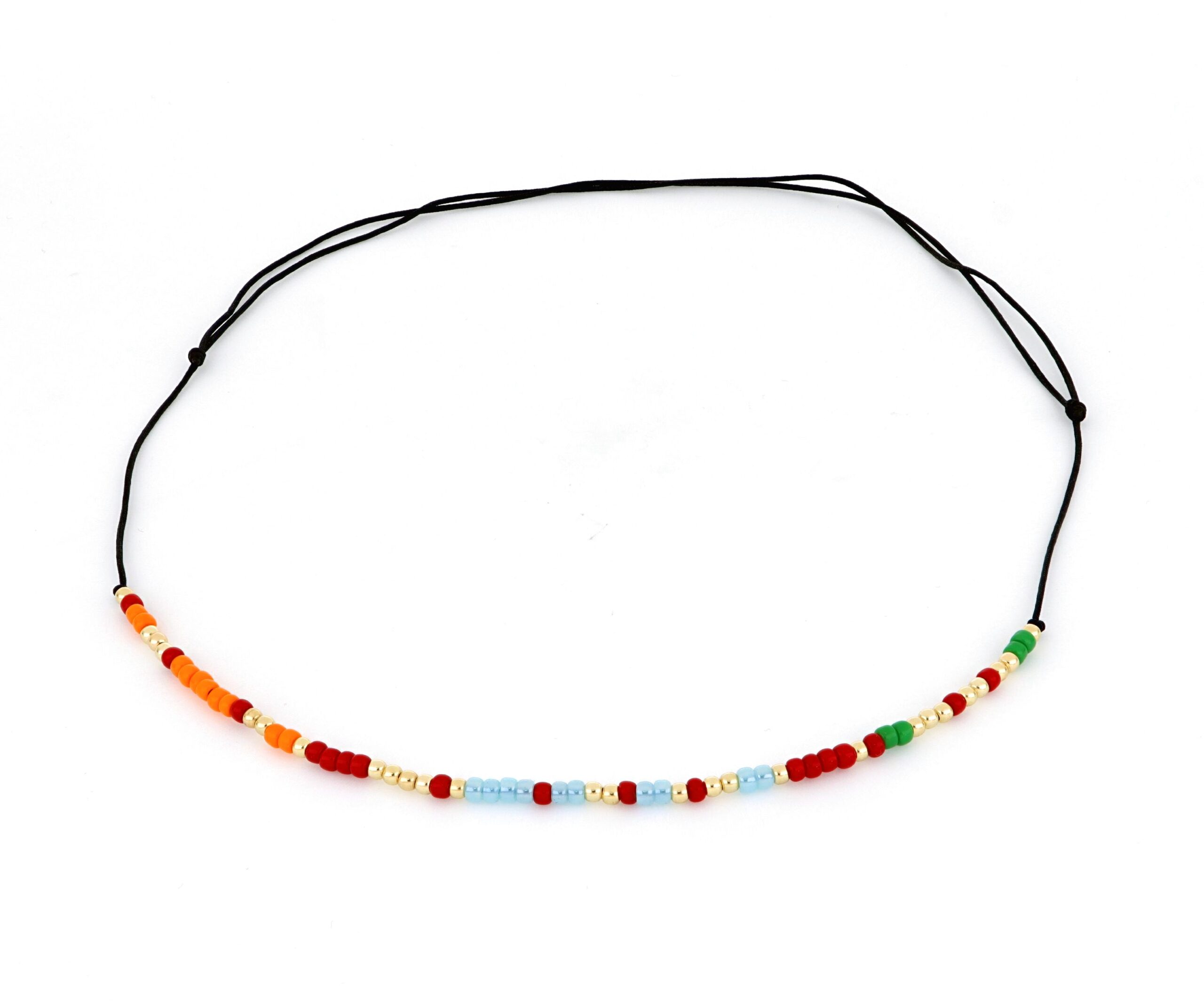 Lant Snur cu Bile Colorate si Bile din Aur Galben de 14k Lant Snur cu Bile Colorate si Bile din Aur Galben de 14k