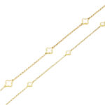 Bratara cu Trifoi Alb din Aur Galben 14k