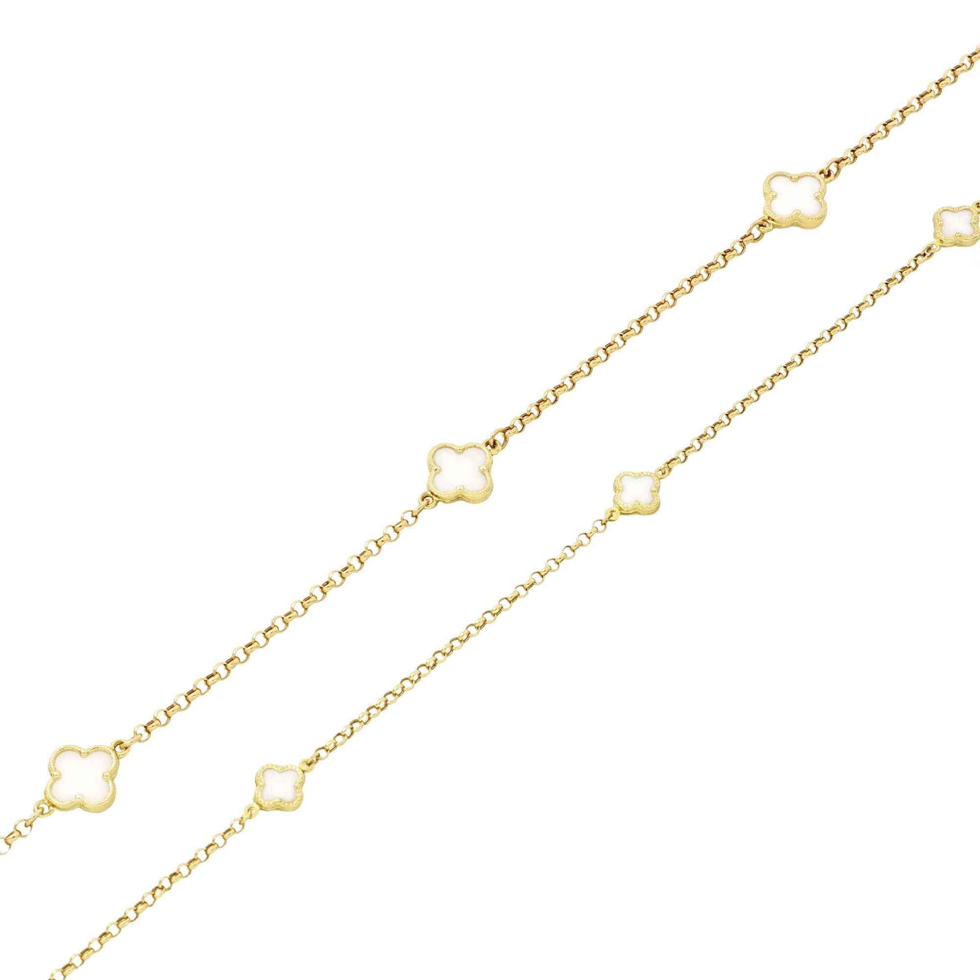 Bratara cu Trifoi Alb din Aur Galben 14k Bratara cu Trifoi Alb din Aur Galben 14k